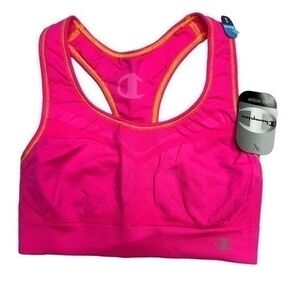 Champion Sports Bra Women Hot Pink Vapor Technology Knit Mesh Minimal Seams S